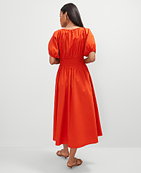 Smocked Puff Sleeve Midi Dress carousel Product Image 2