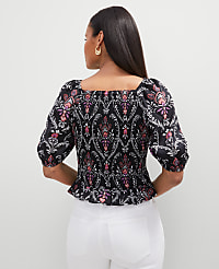 Floral Square Neck Smocked Top carousel Product Image 2