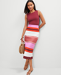 Striped Linen Blend Clean Midi Skirt carousel Product Image 4