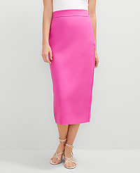 The Petite Linen Blend Clean Midi Skirt carousel Product Image 2