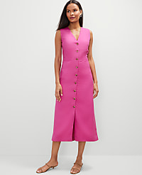 Petite Linen Blend V-Neck Shirtdress carousel Product Image 1