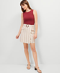 Pinstripe Belted Wrap Skirt carousel Product Image 3