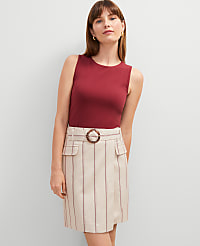 Pinstripe Belted Wrap Skirt carousel Product Image 1