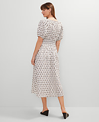 Petite Floral Smocked Puff Sleeve Midi Dress carousel Product Image 2