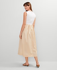 Crew Neck Mixed Media Flare Dress carousel Product Image 2