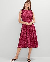 Dotted Ruffle Midi Dress carousel Product Image 1