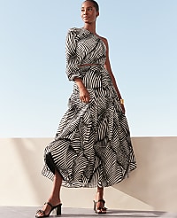 Petite Tiered Full Skirt in Palm Print carousel Product Image 4