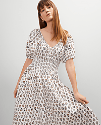 Petite Floral Smocked Puff Sleeve Midi Dress carousel Product Image 4