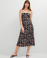 Petite Floral Linen Blend Midi Dress carousel Product Image 1