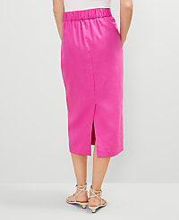 The Petite Linen Blend Clean Midi Skirt carousel Product Image 3