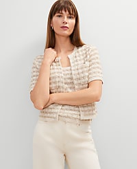 Petite Metallic Tweed Sweater Jacket carousel Product Image 1