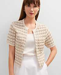 Petite Metallic Tweed Sweater Jacket carousel Product Image 3