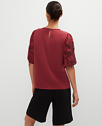 Embroidered Puff Sleeve Top carousel Product Image 2