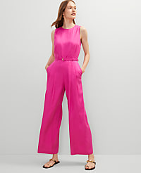 Petite Belted Crew Neck Jumpsuit carousel Product Image 3
