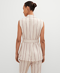 Petite Pinstripe Belted Vest carousel Product Image 2