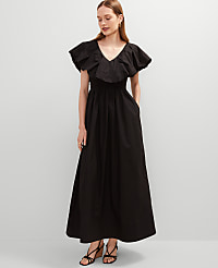 Petite Ruffle Collar Maxi Flare Dress carousel Product Image 1