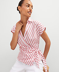 Striped Collared Tie Waist Top carousel Product Image 1