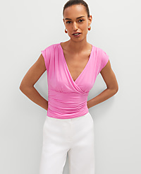Gathered V-Neck Top carousel Product Image 1