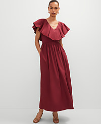 Ruffle Collar Maxi Flare Dress carousel Product Image 1