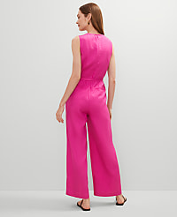 Petite Belted Crew Neck Jumpsuit carousel Product Image 2