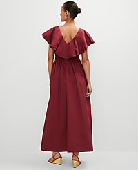 Petite Ruffle Collar Maxi Flare Dress carousel Product Image 2