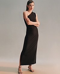 One Shoulder Shirred Midi Dress carousel Product Image 4
