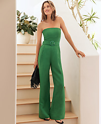 Belted Strapless Linen Blend Jumpsuit carousel Product Image 4
