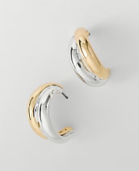 Mixed Metal Double Hoop Earrings carousel Product Image 1