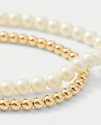Double Wrap Metal and Pearl Necklace carousel Product Image 2