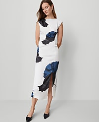 Asymmetric Floral Satin Sheath Dress carousel Product Image 1