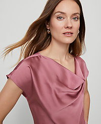 Satin Cowl Neck Top carousel Product Image 1
