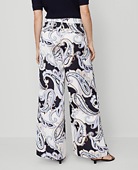 The Petite Modern Wide-Leg Trouser in Paisley Satin carousel Product Image 3