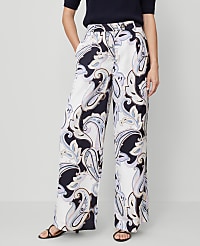 The Petite Modern Wide-Leg Trouser in Paisley Satin carousel Product Image 2