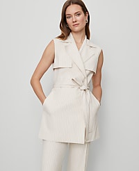 Petite Striped Trench Vest carousel Product Image 2
