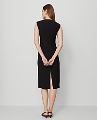 The Seamed V-Neck Sheath Dress in Bi-Stretch carousel Product Image 2