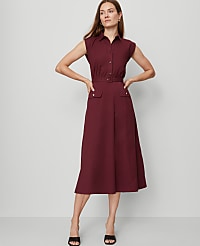 Petite Belted Flare Midi Shirtdress carousel Product Image 1