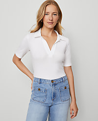 Petite Weekend Collection Split Neck Polo Top carousel Product Image 1