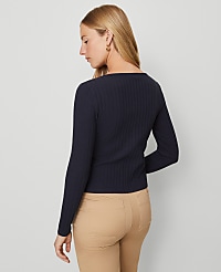 Weekend Collection Ribbed V-Neck Cardigan carousel Product Image 3