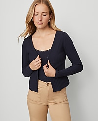 Weekend Collection Ribbed V-Neck Cardigan carousel Product Image 2