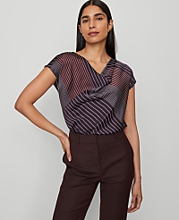 Striped Satin Cowl Neck Top carousel Product Image 3