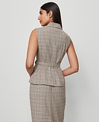 Belted Vest in Plaid carousel Product Image 3