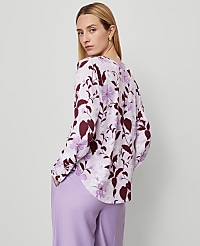 Floral Mixed Media Pleat Front Top carousel Product Image 2