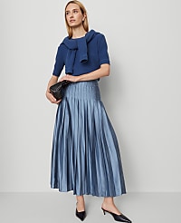 Petite Satin Pleated Midi Skirt carousel Product Image 2