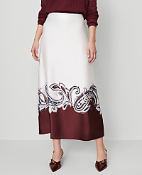 Paisley Satin Midi Skirt carousel Product Image 3