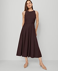 The Petite Crew Neck Pleated Midi Dress carousel Product Image 1