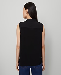 Mixed Media V-Neck Top carousel Product Image 2