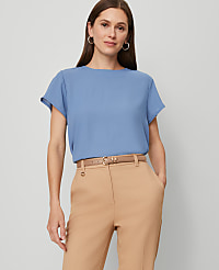 Petite Mixed Media Crew Neck Tee carousel Product Image 1