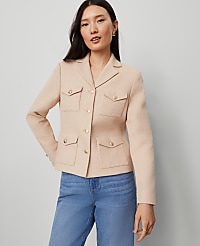 The Petite Military Blazer Jacket in Tweed carousel Product Image 1