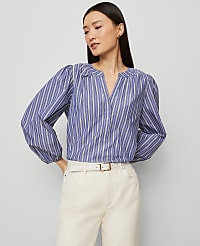 Striped Puff Sleeve Blouse carousel Product Image 1