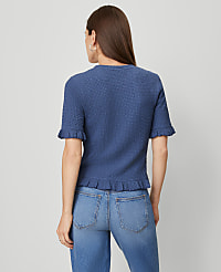 Popcorn Knit Ruffle Trim Blouse carousel Product Image 2